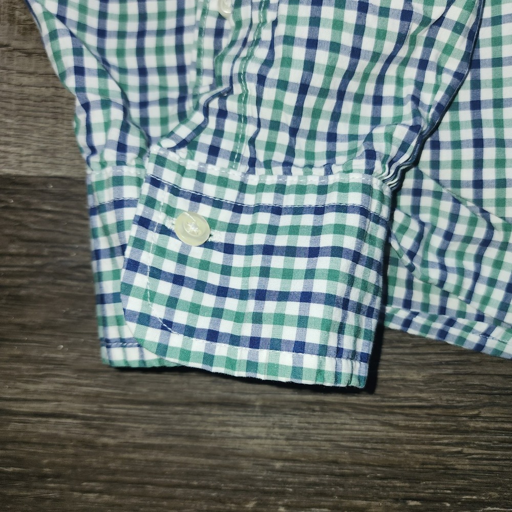 Brooks Brother's Men's Large Long Sleeve Button Down Shirt Green/Blue Plaid - Picture 3 of 8
